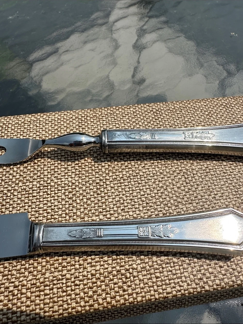 Classic Silver Carving Knife and Fork Set Mayfair  Wm. Rogers &Son